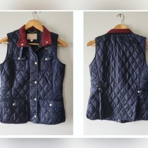 Banana Republic  Navy Blue Quilted Women' s Plaid down  Vest Size S